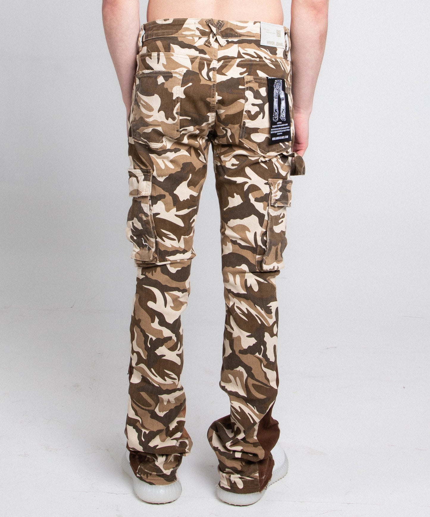 BROWN CAMO STACKED PANTS