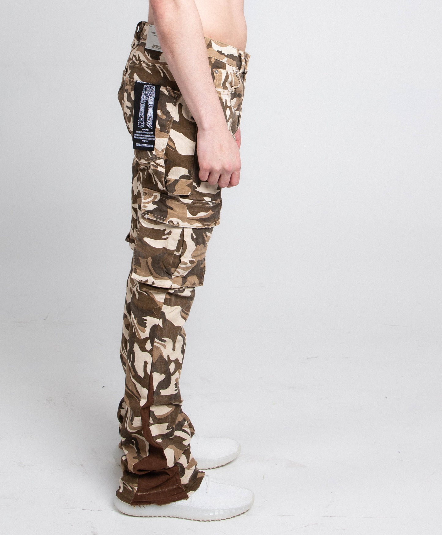 BROWN CAMO STACKED PANTS