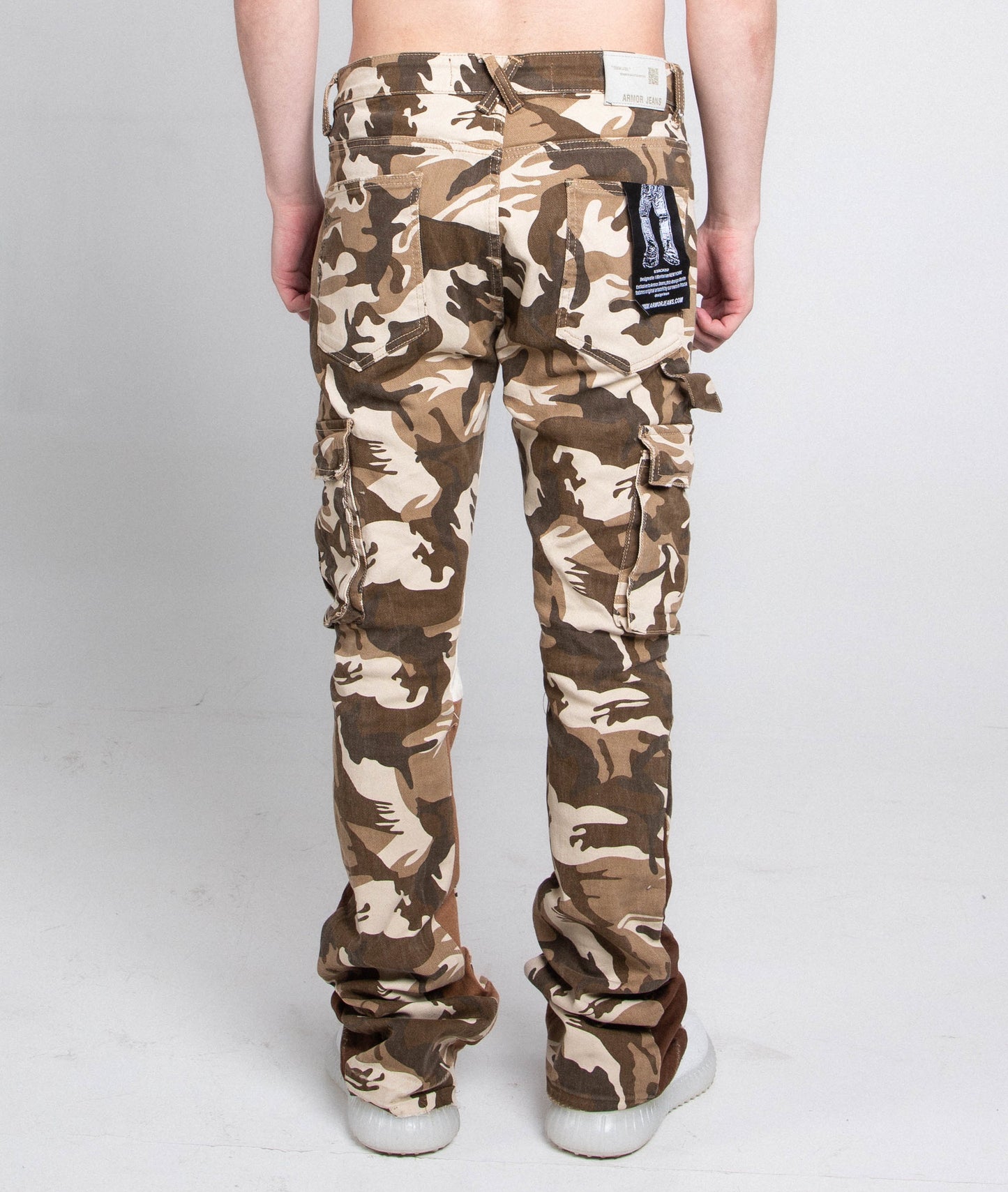 BROWN CAMO STACKED PANTS