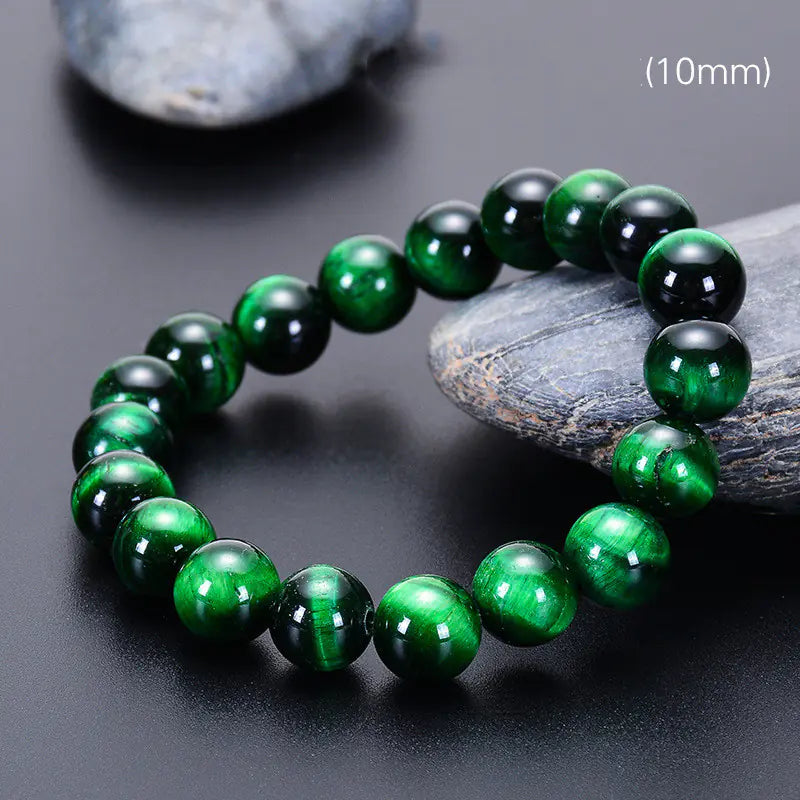 Handmade Beaded Natural Green Tiger Eye Bracelet