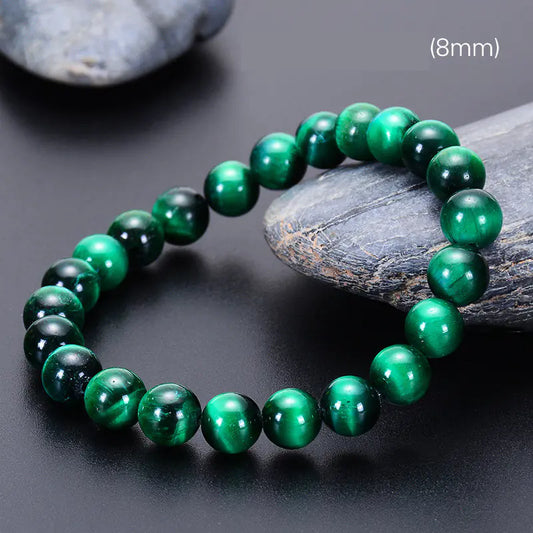 Handmade Beaded Natural Green Tiger Eye Bracelet